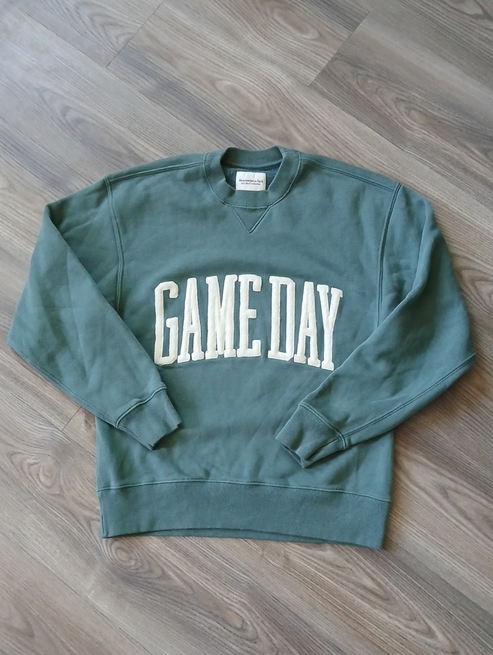Abercrombie & Fitch Olive Green "GAME DAY" Crewneck Sweatshirt
